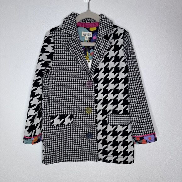 NEW Finding Foxtale Girls Be Bold Blazer Size 5 Houndstooth Black Colorful $74 - Picture 3 of 10
